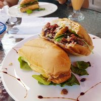 Sandwich with beans, nuts and roasted garlic at Ocean Park Cafe in San Juan