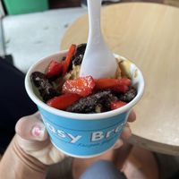 Salted caramel with strawberries and Oreos  at Easy Breezy Frozen Yogurt - Noe Valley in San Francisco