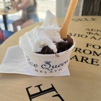 Lemon and dark chocolate vegan gelato scoops  at Ice Queen Gelato in Athens