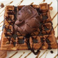 vegan waffle with vegan Nutella and vegan gelato  at Ice Queen Gelato in Athens