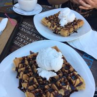 With coconut ice cream  at Ice Queen Gelato in Athens