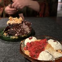 Klappgröt with strawberries and mint - like a deconstructed cheesecake vibe  at ÖUR in Stockholm