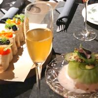 Three tasty starters and kombucha, inspired by north of Sweden. at ÖUR in Stockholm