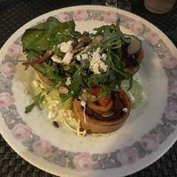 NINNI’S mince pancakes with vegan cheese and arugula, dried tomatoes, cucumberrs  at ÖUR in Stockholm