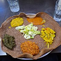 Vegan combo at Family Cafe Eritrean and Ethiopian restaurant in Glasgow