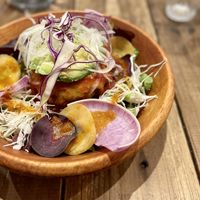 Locomoco bowl with vegan cheese  at Paprika Shokudo Vegan in Osaka