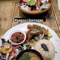 Tempeh in a front at Paprika Shokudo Vegan in Osaka