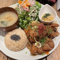 Stir fried meat and vegetables lunch set  #Veganuary at Paprika Shokudo Vegan in Osaka