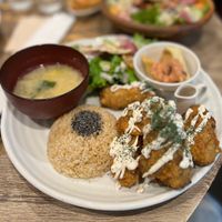 deep-fried oysters set meal #Veganuary at Paprika Shokudo Vegan in Osaka