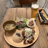 Soy meat karaage dinner set  at Paprika Shokudo Vegan in Osaka