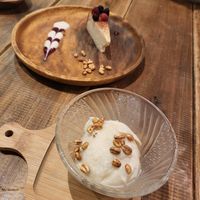 Tofu Cheesecake and Soy Vanilla Ice Cream at Paprika Shokudo Vegan in Osaka