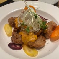 Soy meat (“chicken”) with soy cheese sauce. Outstanding!!  at Paprika Shokudo Vegan in Osaka