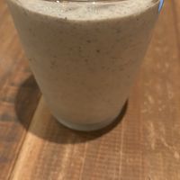Smoothie with sesame through it   at Paprika Shokudo Vegan in Osaka