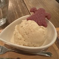 Soy ice cream with Halloween ghost biscuit   at Paprika Shokudo Vegan in Osaka
