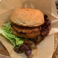 Disappointing croquette burger at Paprika Shokudo Vegan in Osaka