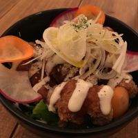 Donburi ‘karaage chicken’ bowl  at Paprika Shokudo Vegan in Osaka