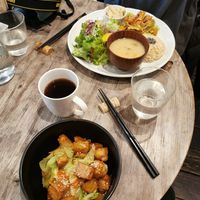 Teriyaki tempeh rice bowl and set meal. at Paprika Shokudo Vegan in Osaka