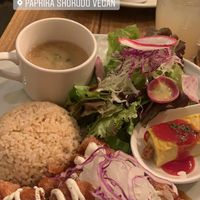 Soy meat set  at Paprika Shokudo Vegan in Osaka