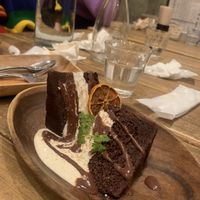 Chocolate brownie at Paprika Shokudo Vegan in Osaka