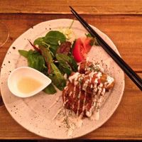 deep fried oysters made from mushrooms and tofu at Paprika Shokudo Vegan in Osaka