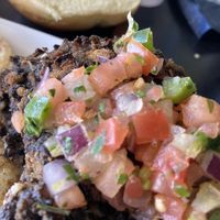 Black bean burger with cheese removed  at Tavern Six - Chagrin Falls in Chagrin Falls