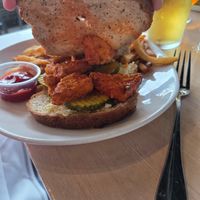 Vegan hot "honey" sandwich at Collision Bend Brewing Company Cleveland in Cleveland
