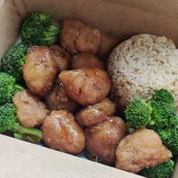 Orange 'chicken' plate at One Veg World in West Covina