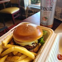 Chick'n Sandwich with Cheeze added and fries at One Veg World in West Covina