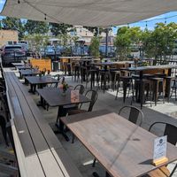 Outdoor patio looks nice, but it was too hot so we ate inside. at Let it Brie in Fullerton