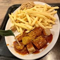 Vegan Currywurst  at Pommes Freunde Braunschweig in Braunschweig