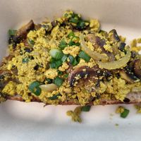 Tofu scramble on sourdough bread at Synergia in Katowice