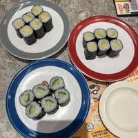 avocado rolls and cucumber roll  at Genki Sushi 元気寿司 in Hong Kong Island