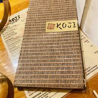 Menu from the restaurant including logo.   at Koji Japanese Restaurant in Invercargill