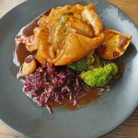 Butternut squash, lentil & almond Wellington with vegan gravy at Plough and Flail in Knutsford