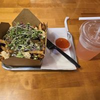 The Vegan with a side of chili sauce and prickly pear lemonade at The Flying V in Bethlehem