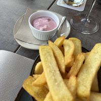 Pommes & Preiselbeermayonnaise (veganes Steak)  at Bastei Restaurant in Bonn
