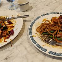 Kung Pao Tofu and my husband's plate with all the goodies. at Far East  in Angels Camp