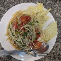 Papaya salad at Punsuk Vegetarian in Bangkok