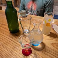 Beeru, sake, apple juice at Vegan Soba Ramusa - 楽夢咲 in Nara