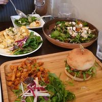 Smoked Stacked Burger, 'Mac n Cheese' Cauli Bites & Kyoto Summer Salad at Afterglow by ANGLOW in Central Singapore