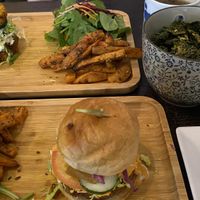 Kales chip on the side. And two burgers. at Afterglow by ANGLOW in Central Singapore