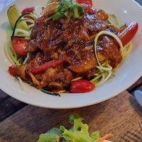 Tom yum zoodles (zucchini noodles with mushrooms) at Afterglow by ANGLOW in Central Singapore