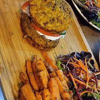 Spiced fvsh burger (made from firm tofu) at Afterglow by ANGLOW in Central Singapore