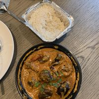 Vegan Bagara Baingan with basmati ricee  at Chakra Indian Cuisine in Morristown