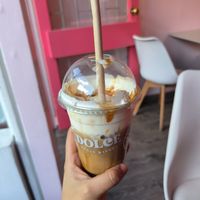 Caramel macchiato 😌☕ at Dolce Vegan Bakery in Bogota