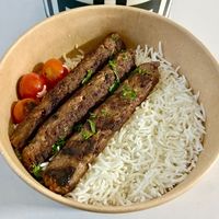 Kebabs and rice  at Lifter Life in Dubai