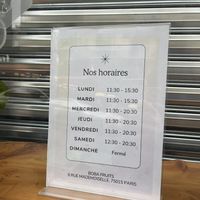 Opening hours   at Boba Fruits in Paris