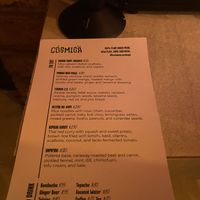The menu  at Cósmica Cocina  in Puerto Vallarta
