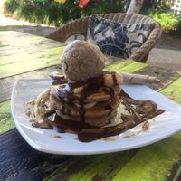 Snickers Pancake Stack at New Earth Cafe in Coolum Beach