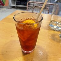 Elderberry hibiscus tea. Only a little sweet, but I was hoping it would be more sour from the hibiscus.  at Lulu Green in Boston